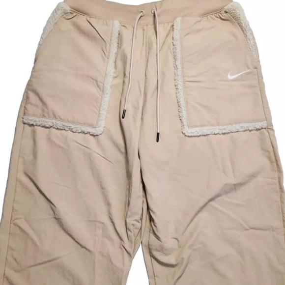 Nike Essential Woven High Rise Pants Womens Large Beige Baggy Joggers Size XXL - Picture 1 of 10